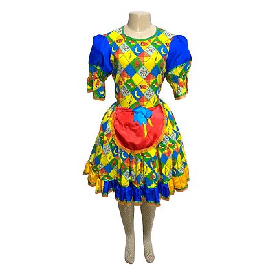 Vestido Junino Comprido Caipira - SOMENTE ALUGUEL