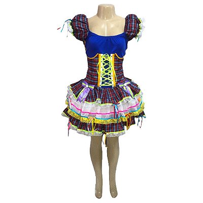 Vestido Junino Super Luxo Carolina com Corselet - SOMENTE ALUGUEL