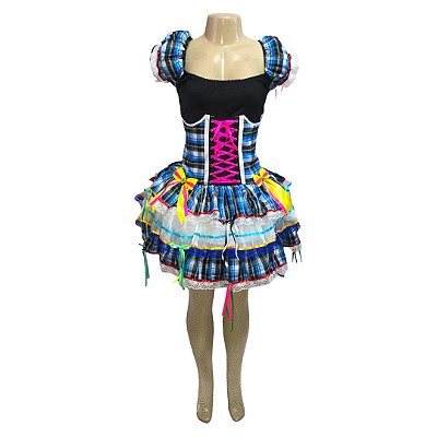 Vestido Junino Super Luxo Juliette com Corselet - SOMENTE ALUGUEL
