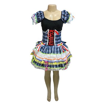 Vestido Junino Super Luxo Luana com Corselet - SOMENTE ALUGUEL