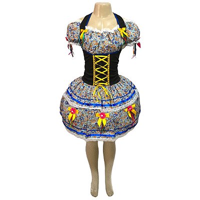 Vestido Junino Super Luxo Carina Trançado - SOMENTE ALUGUEL