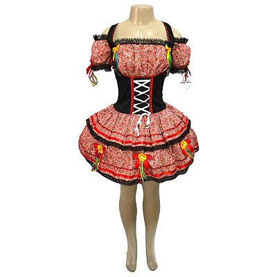 Vestido Junino Super Luxo Gabriela Trançado - SOMENTE ALUGUEL