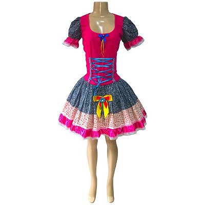 Vestido Junino Super Luxo Giovana Trançado - SOMENTE ALUGUEL