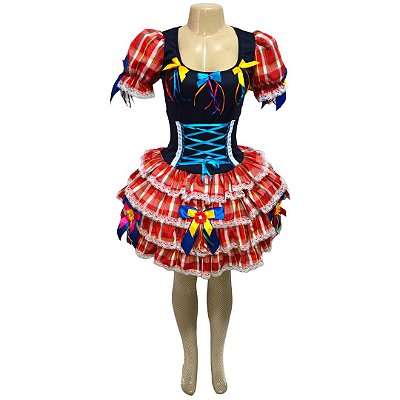 Vestido Junino Super Luxo Ingrid Trançado - SOMENTE ALUGUEL