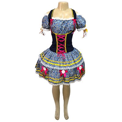 Vestido Junino Super Luxo Laura Trançado - SOMENTE ALUGUEL