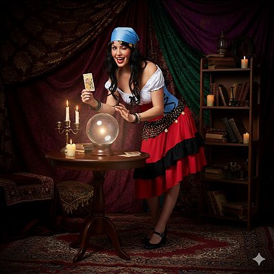 Fantasia Cigana Azul Adulto - SOMENTE ALUGUEL