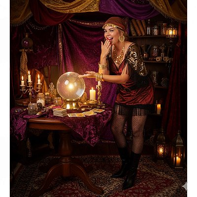 Fantasia Cigana Franjas Adulto - SOMENTE ALUGUEL