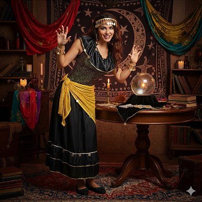 Fantasia Cigana Paetê Adulto - SOMENTE ALUGUEL