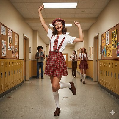 Fantasia Feminina Colegial Artesã Adulto - SOMENTE ALUGUEL