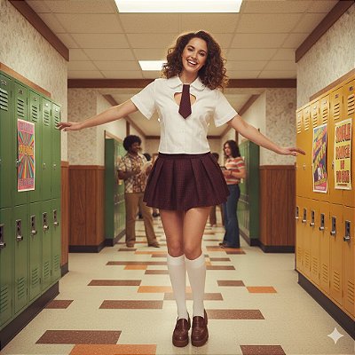 Fantasia Feminina Colegial Decotada Adulto - SOMENTE ALUGUEL