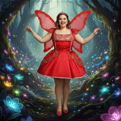 Fantasia Fada Vermelha Plus Adulto - SOMENTE ALUGUEL