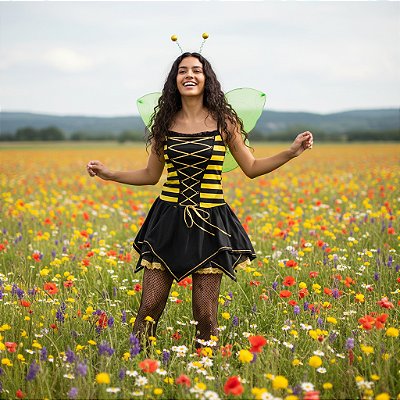 Fantasia Abelha Trançada Adulto- SOMENTE ALUGUEL