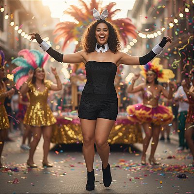 Fantasia Coelha Veludo Macaquinho Adulto - SOMENTE ALUGUEL