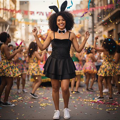 Fantasia Coelha Vestido Veludo Adulto - SOMENTE ALUGUEL