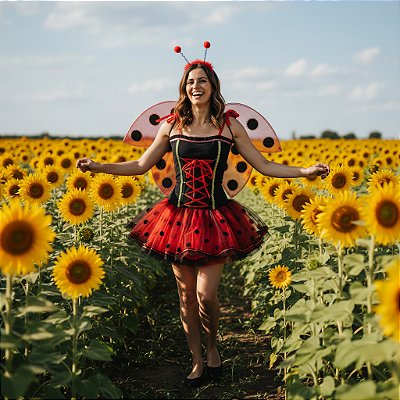 Fantasia Joaninha Filó Adulto - SOMENTE ALUGUEL