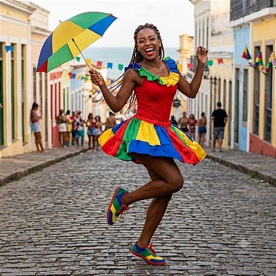 Fantasia Feminina Frevo Juvenil - SOMENTE ALUGUEL
