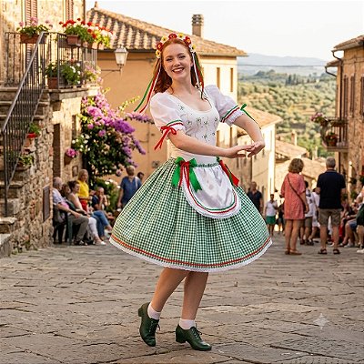 Fantasia Italiana Vestido Collant Glitter Adulto - SOMENTE ALUGUEL