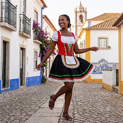 Fantasia Portuguesa Corpete Fitas Adulto - SOMENTE ALUGUEL
