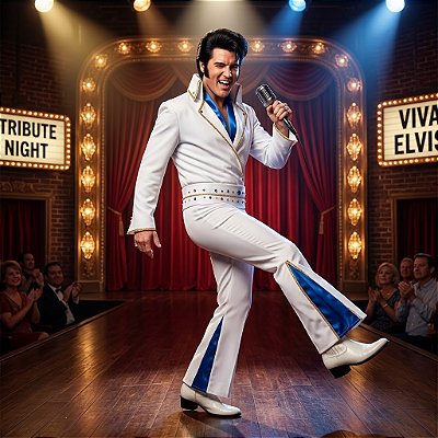 Fantasia Elvis Blue Adulto - SOMENTE ALUGUEL