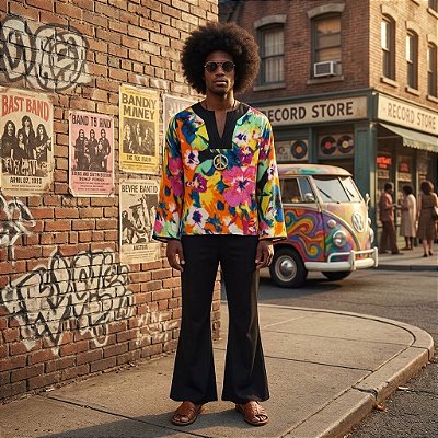 Fantasia Masculina Hippie Jardim Adulto - SOMENTE ALUGUEL