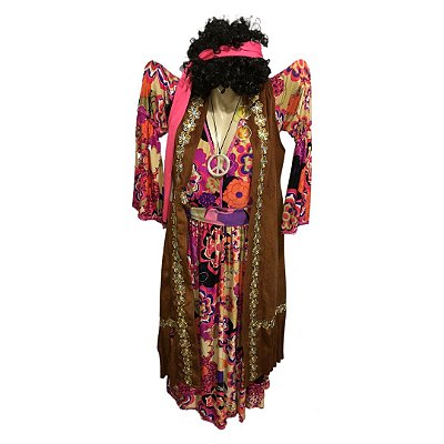 Hippie Vestido com Colete de Veludo - SOMENTE ALUGUEL