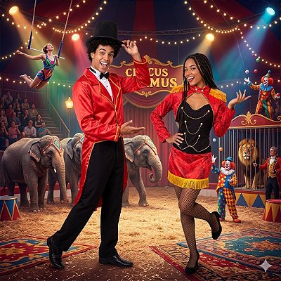 Fantasias Casal Ajudantes de Mágico - SOMENTE ALUGUEL