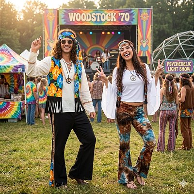 Fantasias Casal Anos 70 - SOMENTE ALUGUEL