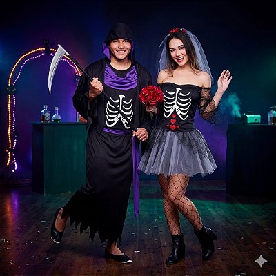 Fantasias Casal Carrasco e Noiva cadáver - SOMENTE ALUGUEL