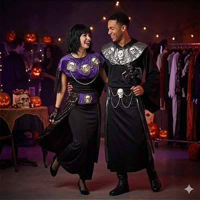 Fantasias Casal Colecionadores de Crânios - SOMENTE ALUGUEL