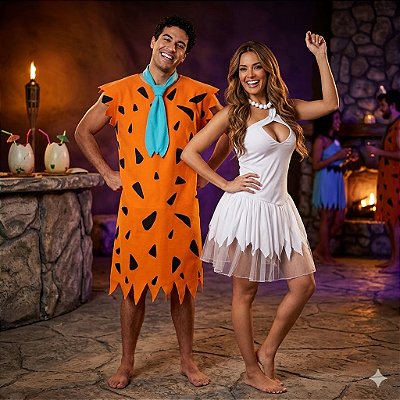Fantasias Casal Flintstones Luxo - SOMENTE ALUGUEL