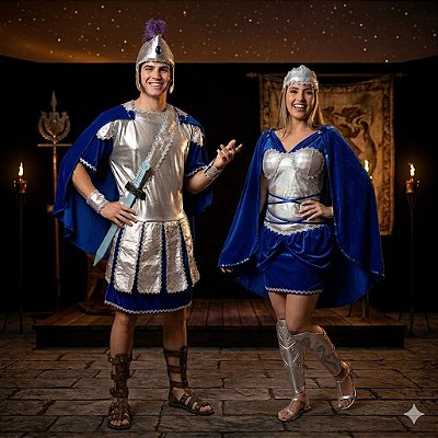 Fantasias Casal Grego Azul - SOMENTE ALUGUEL