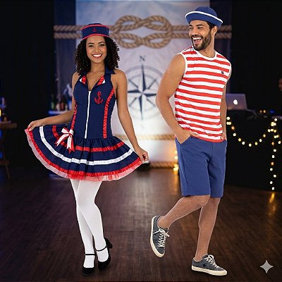 Fantasias Casal Marinheiros Verão - SOMENTE ALUGUEL