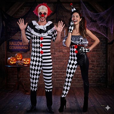 Fantasias Casal Palhaços Assassinos - SOMENTE ALUGUEL