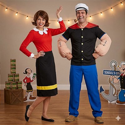 Fantasias Casal Popeye e Olívia - SOMENTE ALUGUEL