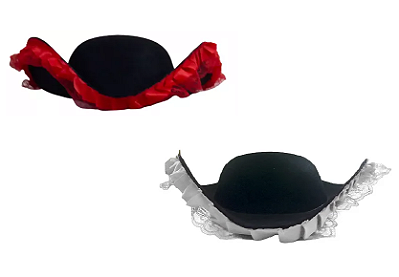 Chapéu Pirata Triangulo com Renda