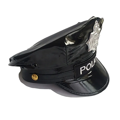 Quepe Policial Vinil Brilhante