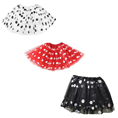 Saia Tule Bolinhas 40 Cm