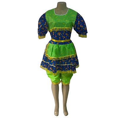 Vestido Junino Florido com Rendas