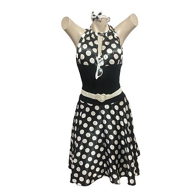Anos 60 Bojo com Bolinhas Preto e Branco - SOMENTE ALUGUEL