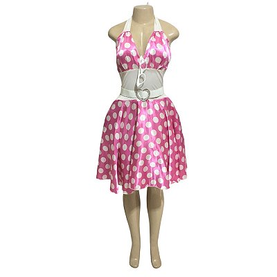 Anos 60 Bojo Com Bolinhas Rosa - SOMENTE ALUGUEL