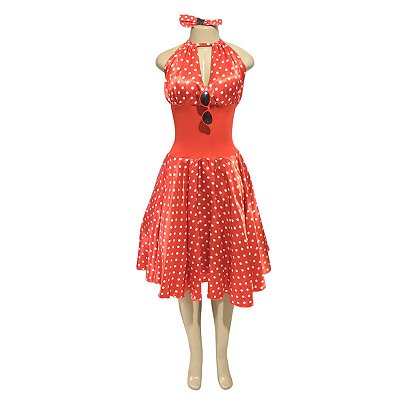 Anos 60 Bojo com Bolinhas Vermelho - SOMENTE ALUGUEL