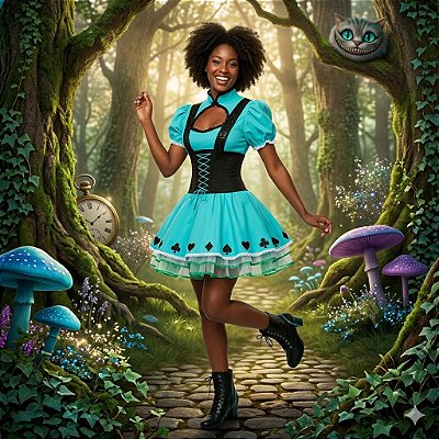 Fantasia Alice Corpete Adulto - SOMENTE ALUGUEL