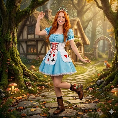 Fantasia Alice Suspensório Adulto - SOMENTE ALUGUEL