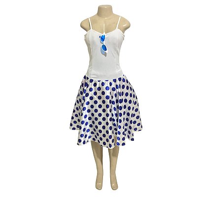 Anos 60 Alças Branco e Azul - SOMENTE ALUGUEL