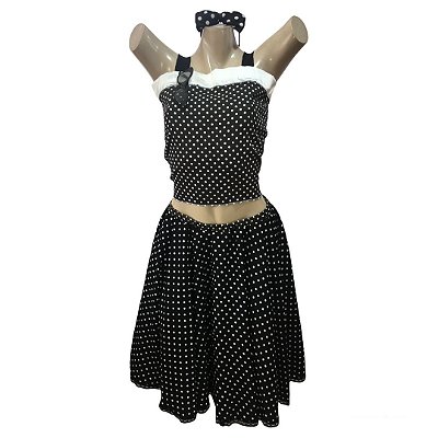 Anos 60 Blusinha Faixa Conjunto com Alças - SOMENTE ALUGUEL