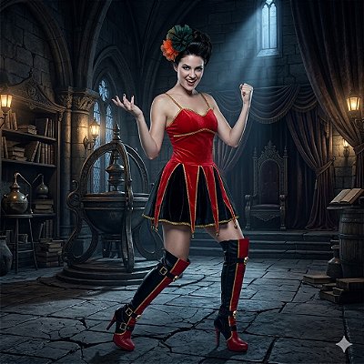 Fantasia Arlequina Alças Adulto - SOMENTE ALUGUEL