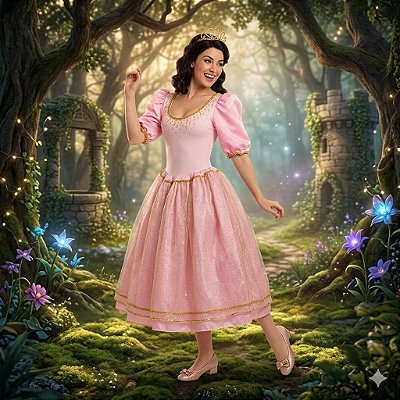 Fantasia Bela Adormecida Conjunto Glitter Adulto - SOMENTE ALUGUEL