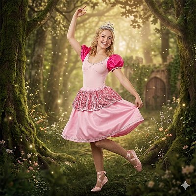 Fantasia Bela Adormecida Conjunto Paetê Adulto - SOMENTE ALUGUEL