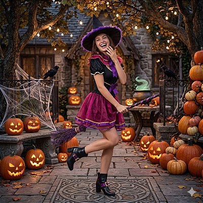 Fantasia Bruxa conjunto Collant Bolero Adulto - SOMENTE ALUGUEL