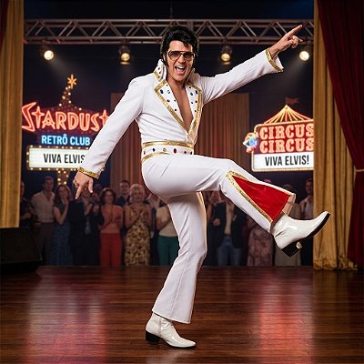 Fantasia Elvis Branco Luxo Adulto - SOMENTE ALUGUEL